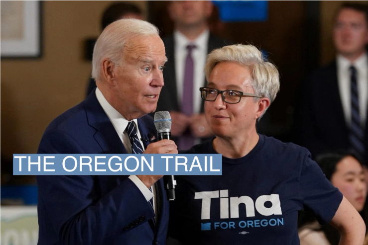 U.S. President Joe Biden and Democratic gubernatorial candidate Tina Kotek in Portland, Oregon. October 14, 2022.