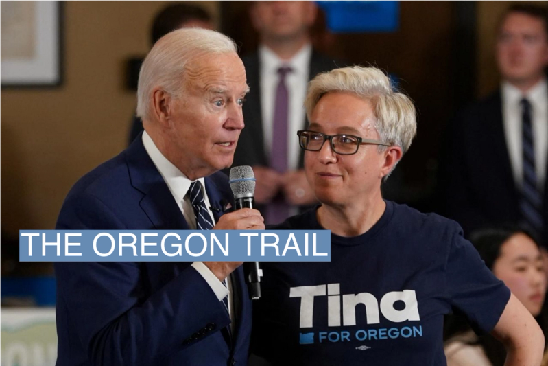 U.S. President Joe Biden and Democratic gubernatorial candidate Tina Kotek in Portland, Oregon. October 14, 2022.