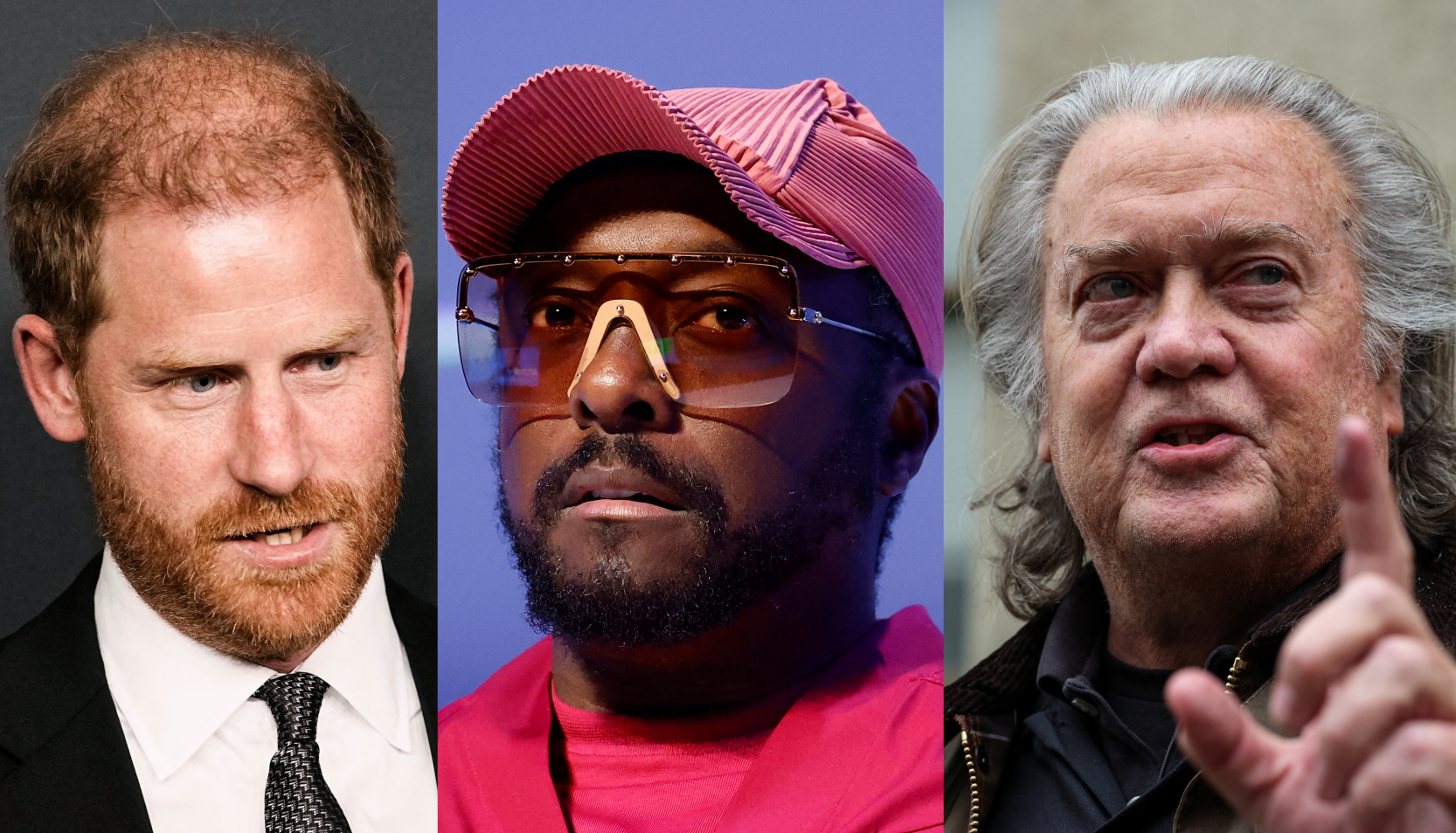 Prince Harry, will.i.am, and Steve Bannon.