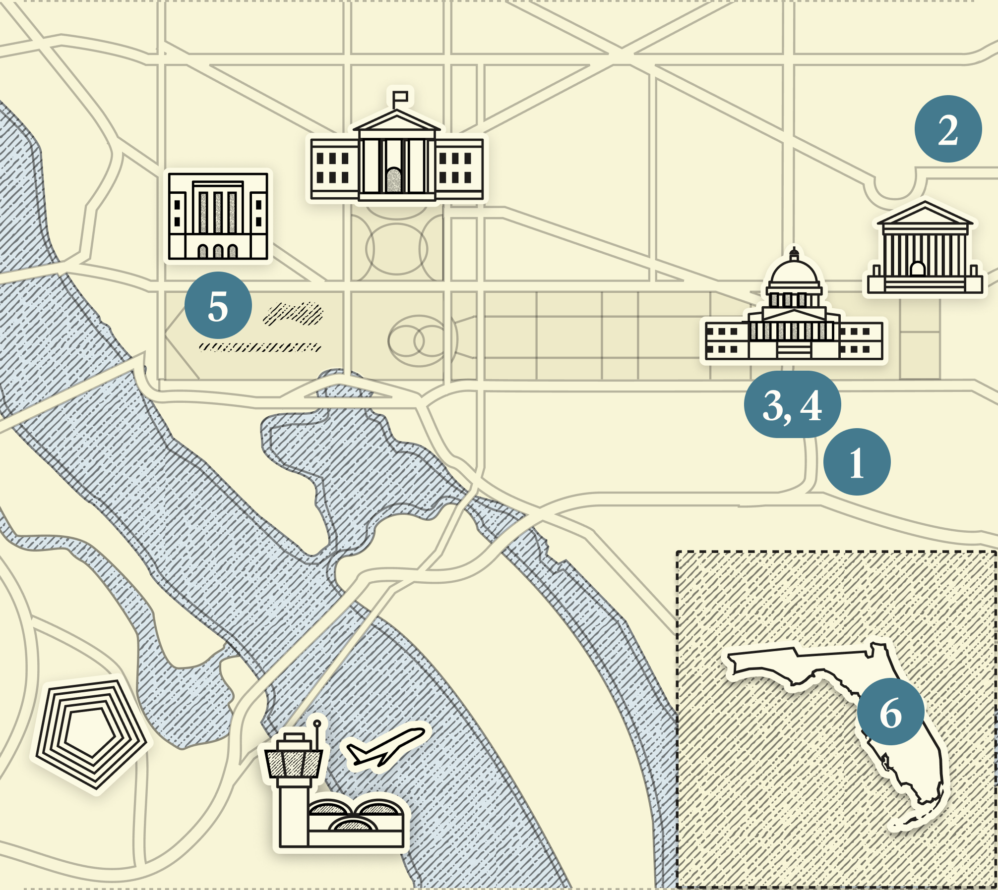 A numbered map of DC.