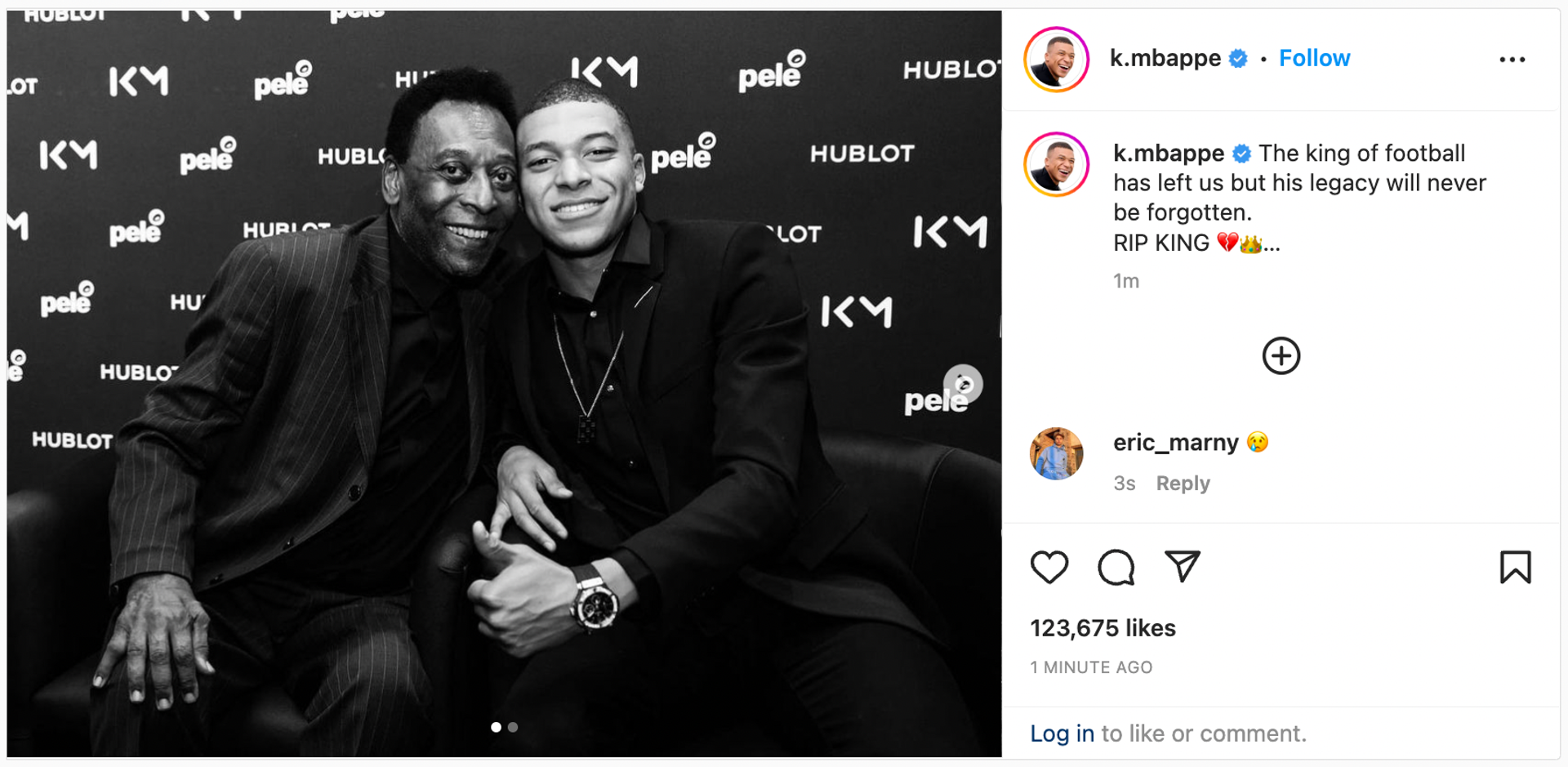 A screenshot of an Instagram post from Kylian Mbappe