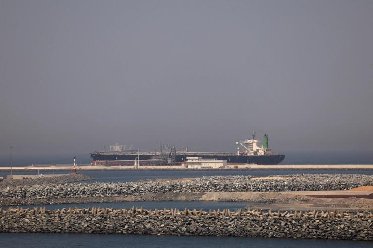 A cargo ship docked at the Port of Fujairah
