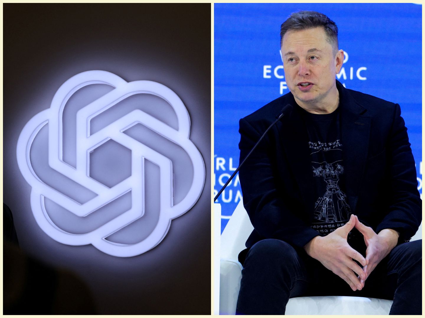 OpenAI logo and Elon Musk