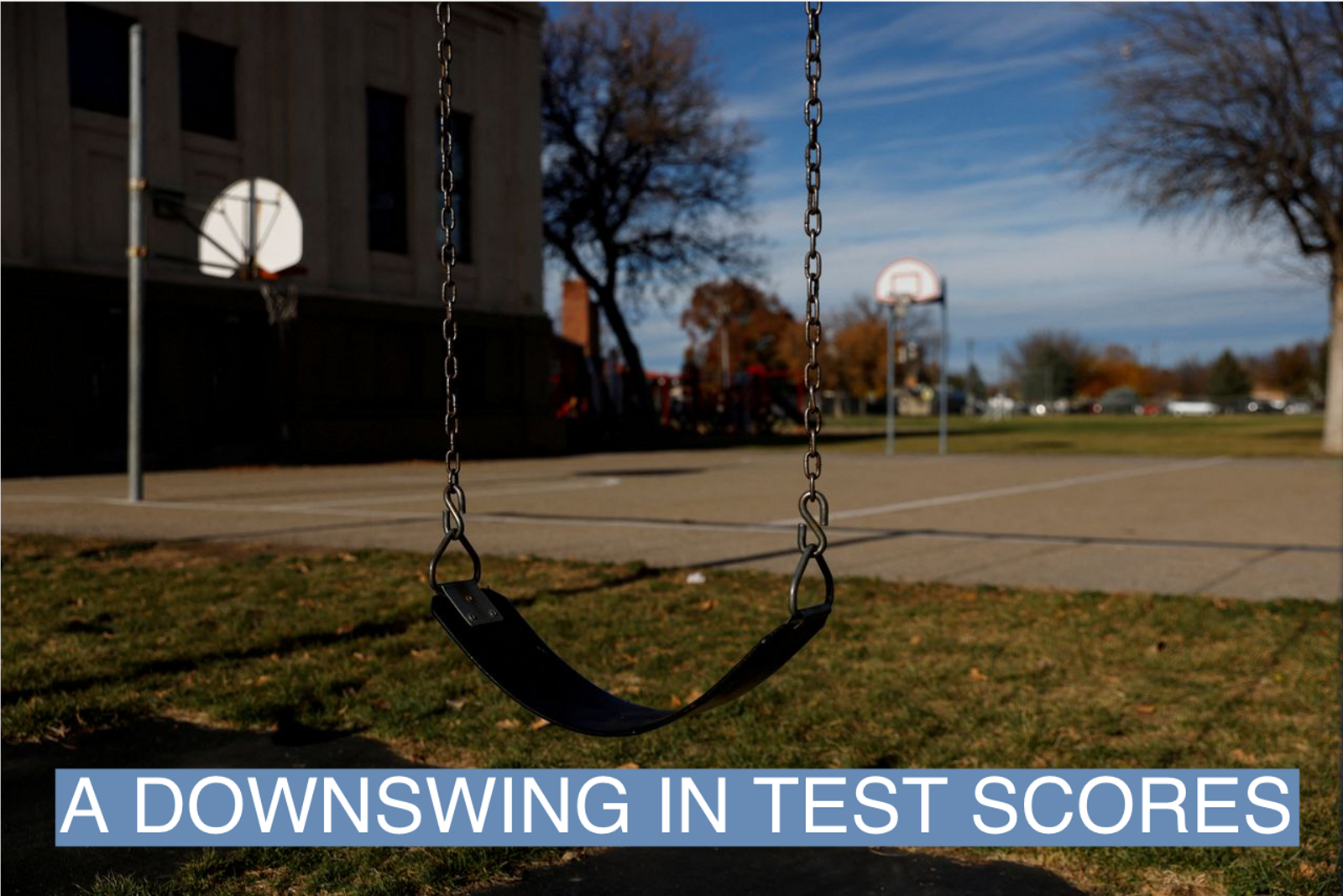 An empty swing hangs on a playground at a middle school in Nampa, Idaho, U.S., October 29, 2021.