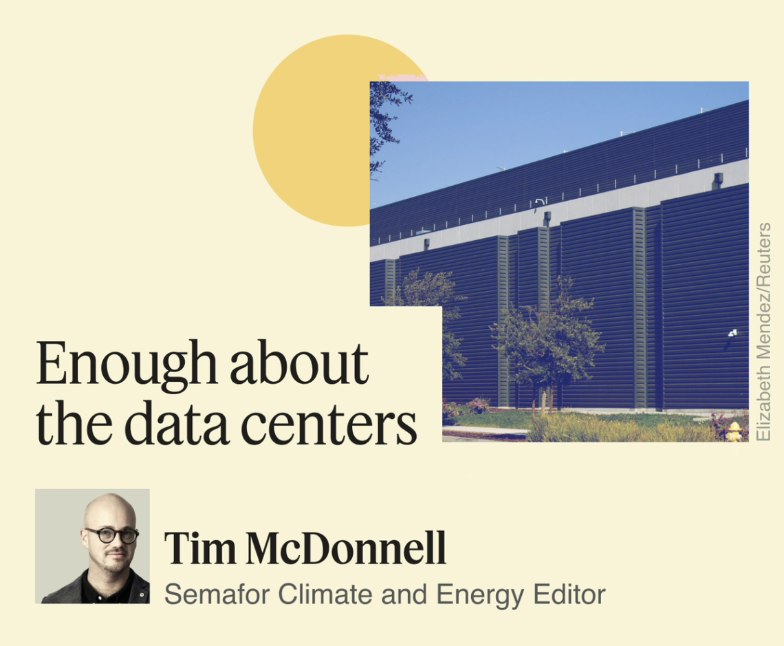 A graphic saying ‘Enough about the data centers.’