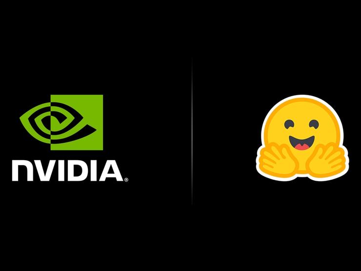 Nvidia logo and Hugging Face logo.