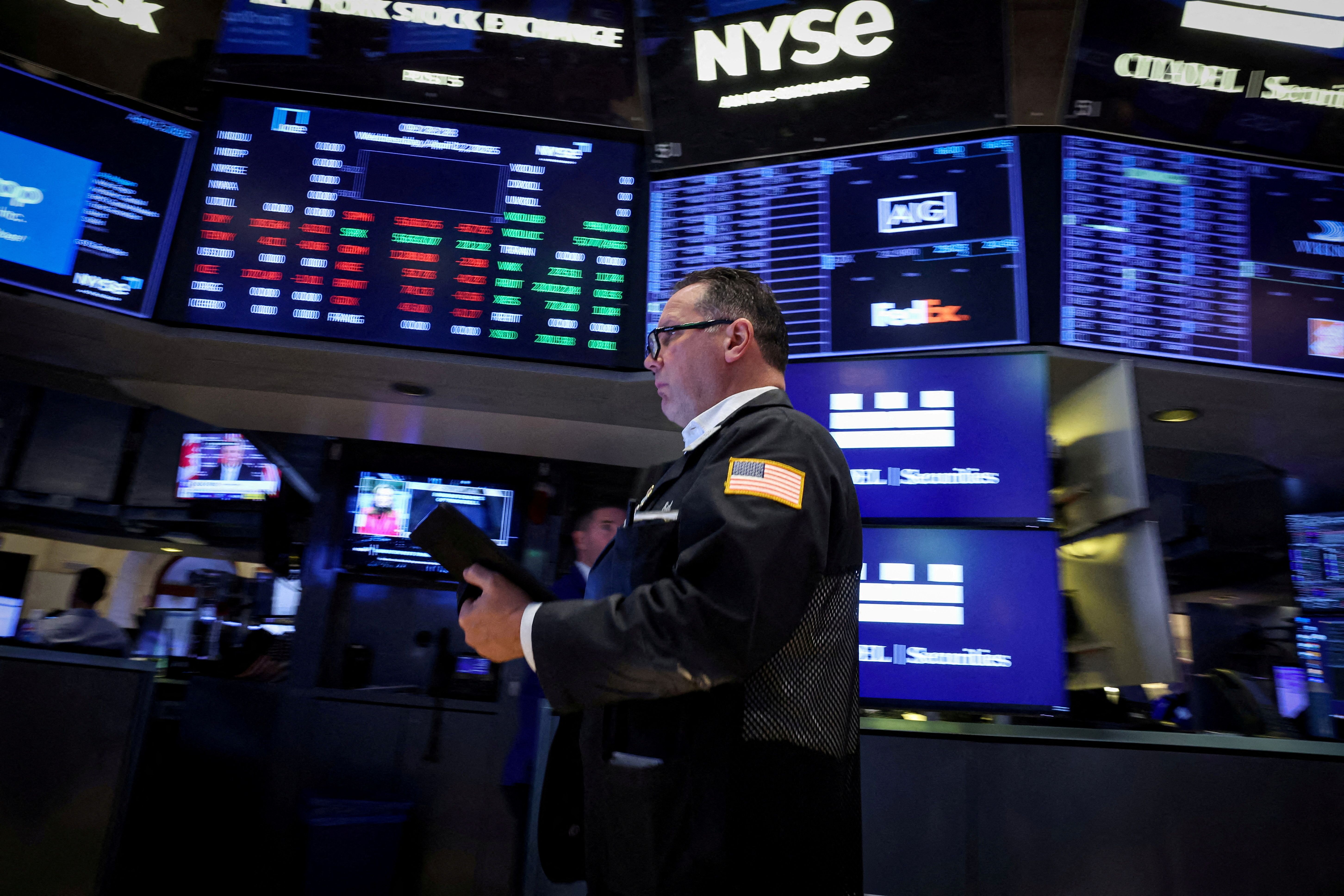 A trader on the floor of the New York Stock Exchange. 