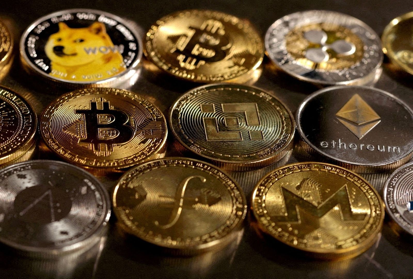  Illustration shows representations of cryptocurrencies
