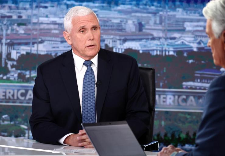 Former Vice President Mike Pence on FOX News Channel’s “America Reports” with John Roberts at the FOX News D.C. Bureau on Jan. 30, 2024.