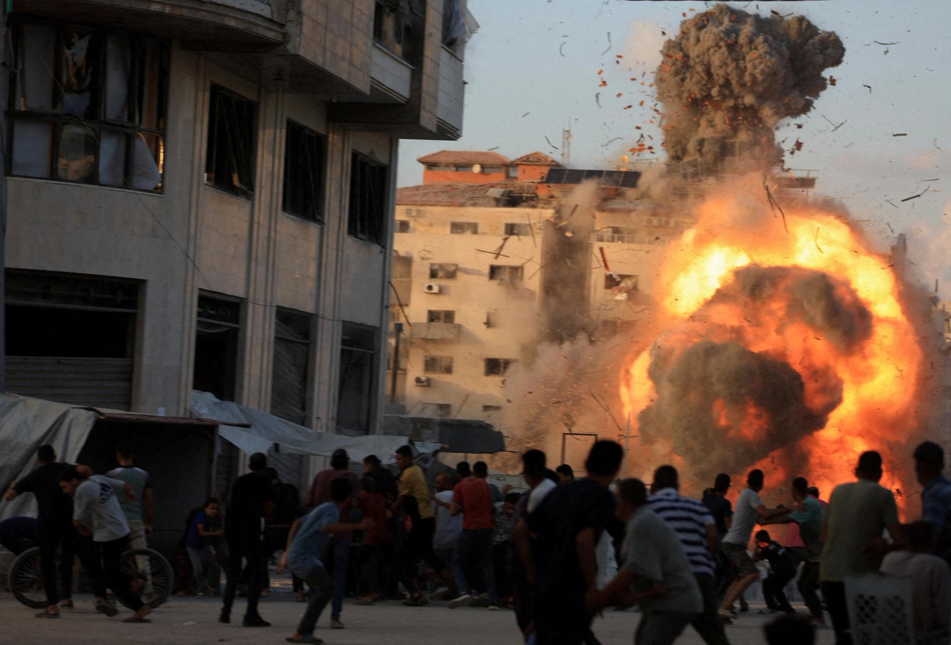A photo of an Israeli strike on Gaza. 