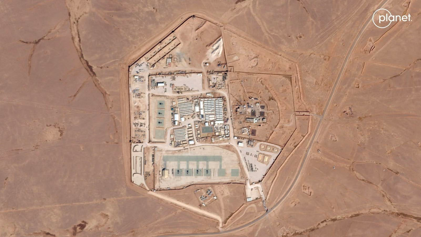 The U.S. military outpost known as Tower 22, in Rukban, Jordan. Planet Labs PBC/Handout via REUTERS
