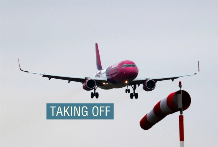 A passenger plane in flight.