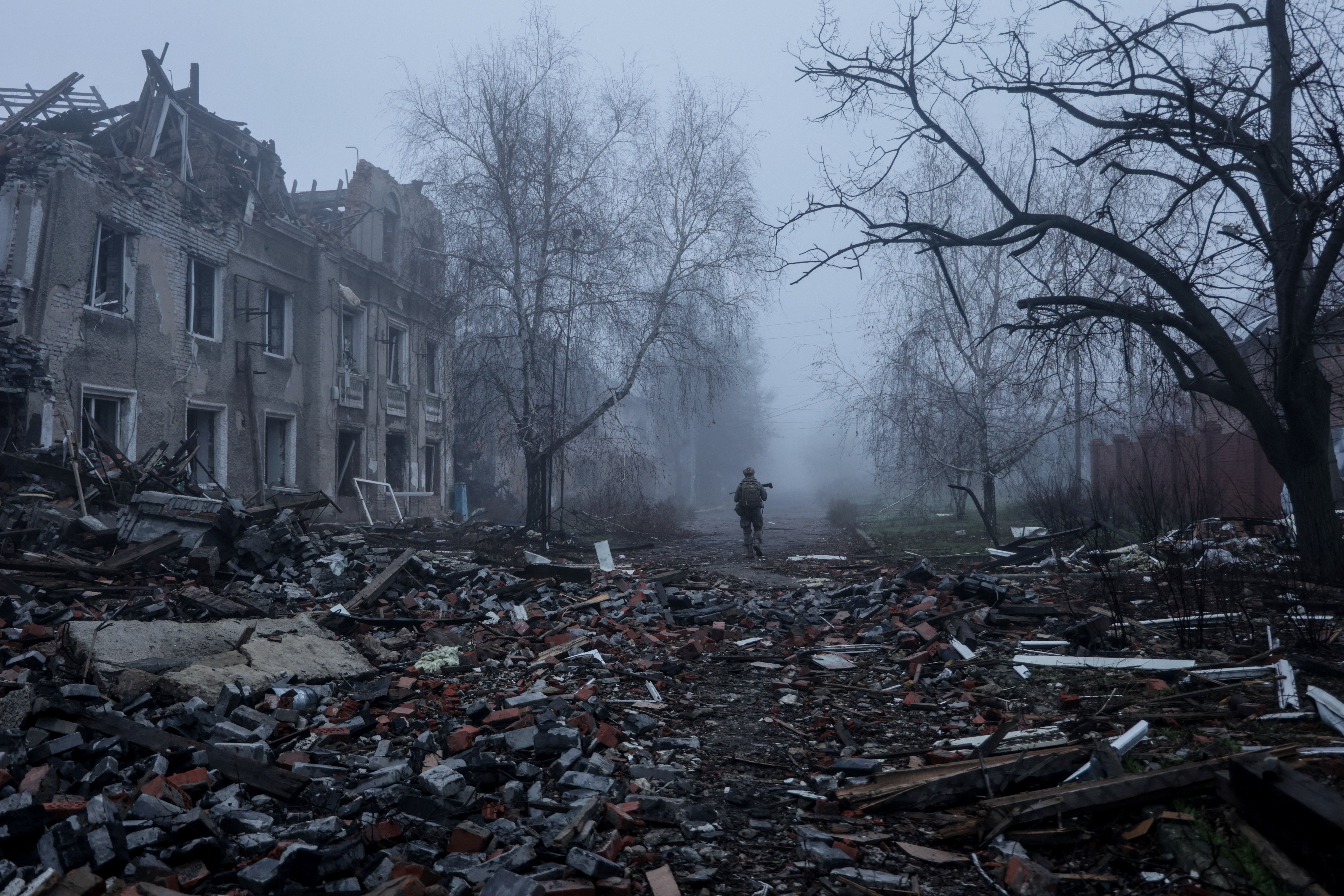 The aftermath of a Russian strike on Ukraine. 