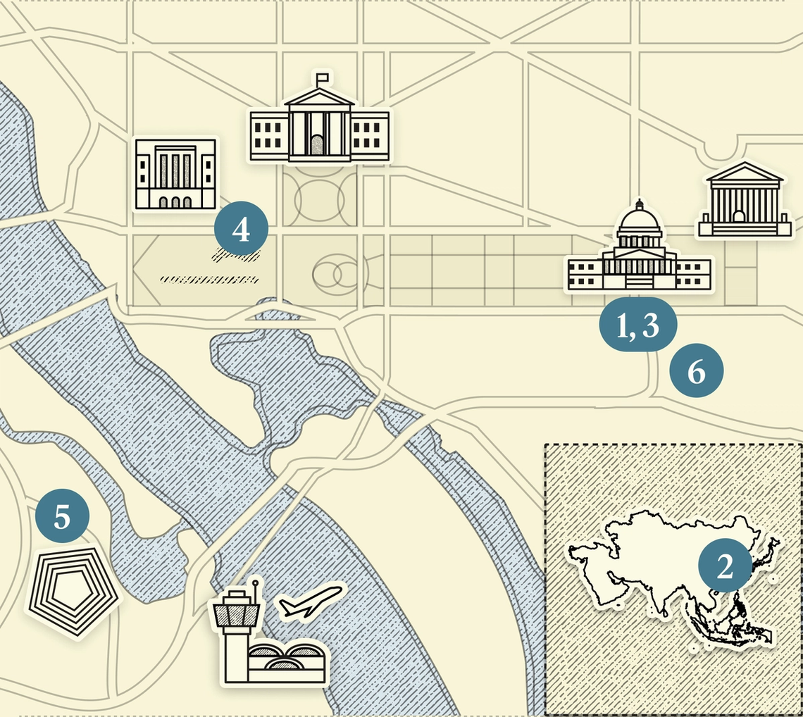 A numbered map of DC.
