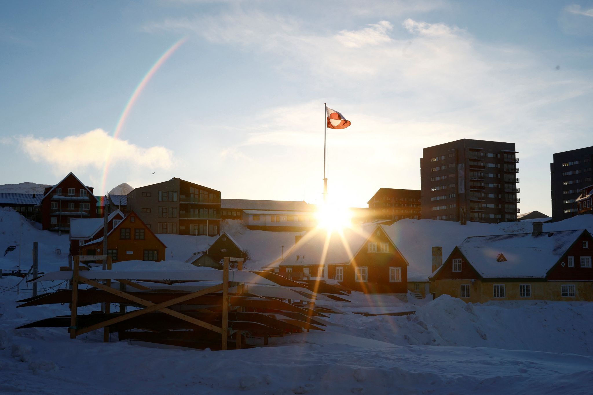 Greenland’s flag in Nuuk. 