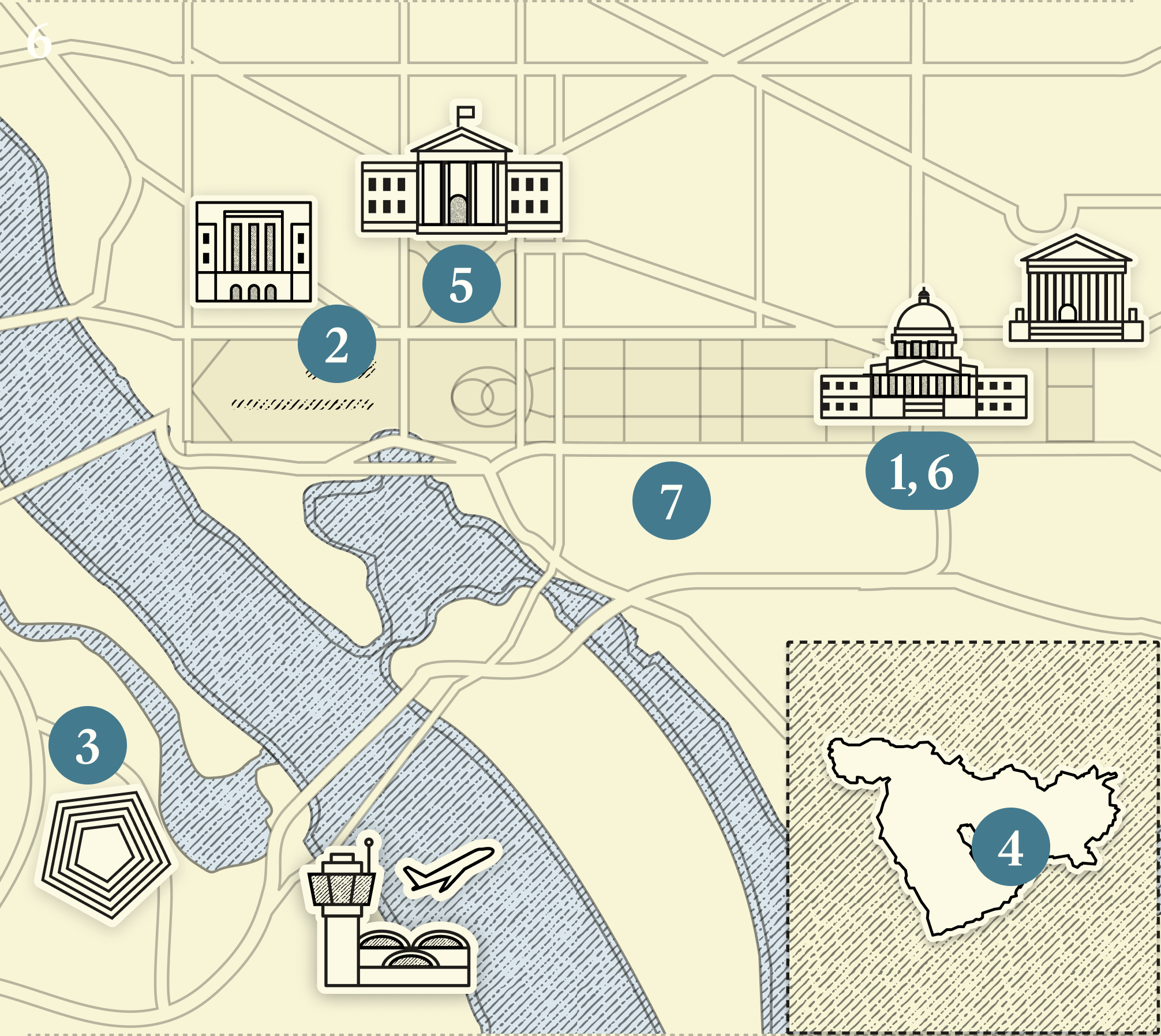A numbered map of DC.