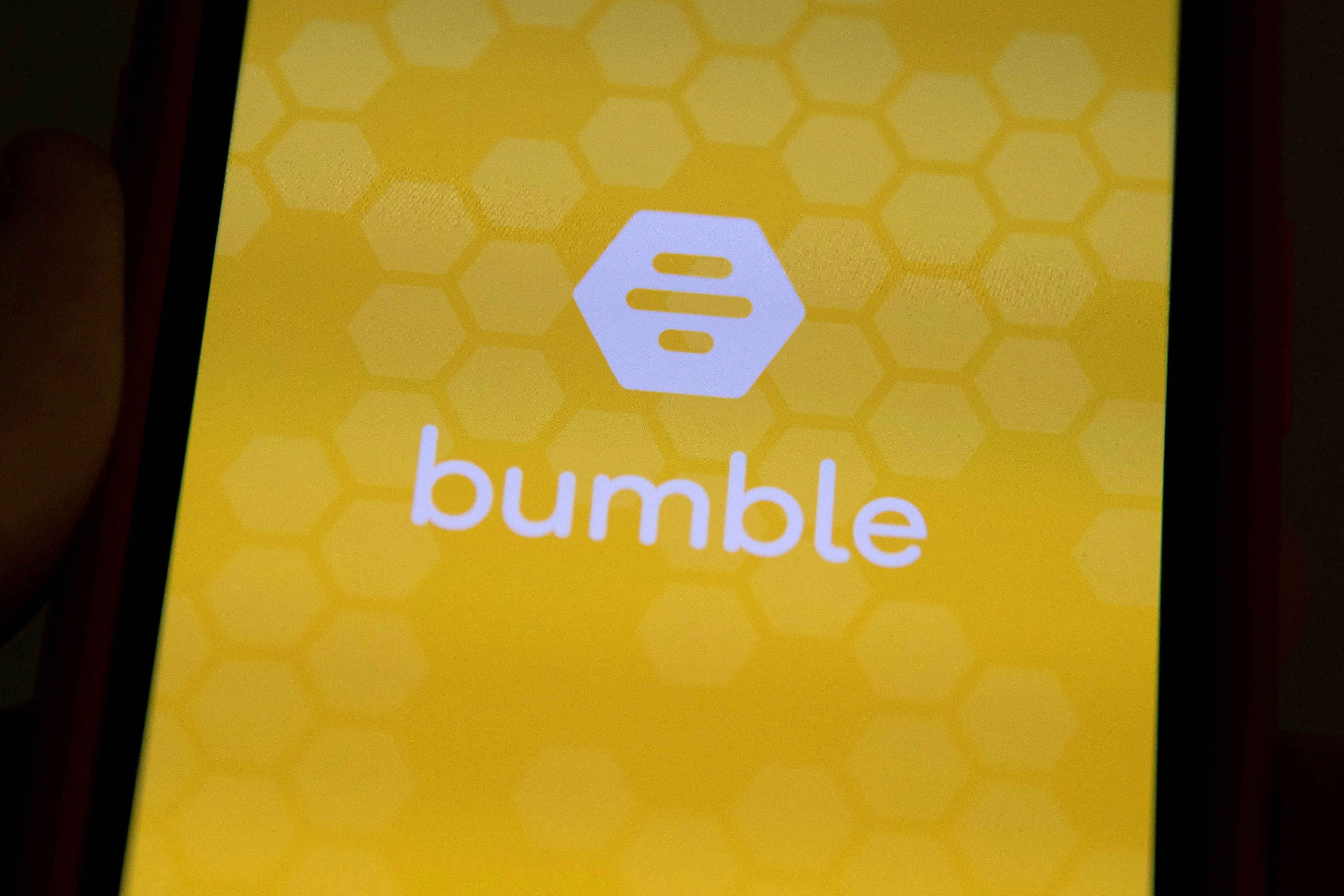 he Bumble Inc. (BMBL) app is shown on an Apple iPhone in this photo illustration as the dating app operator made its debut IPO on the Nasdaq stock exchange February 11, 2021. 