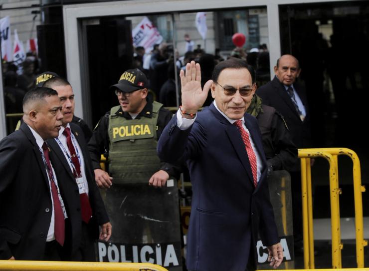 Former Peruvian President Martin Vizcarra attends court.