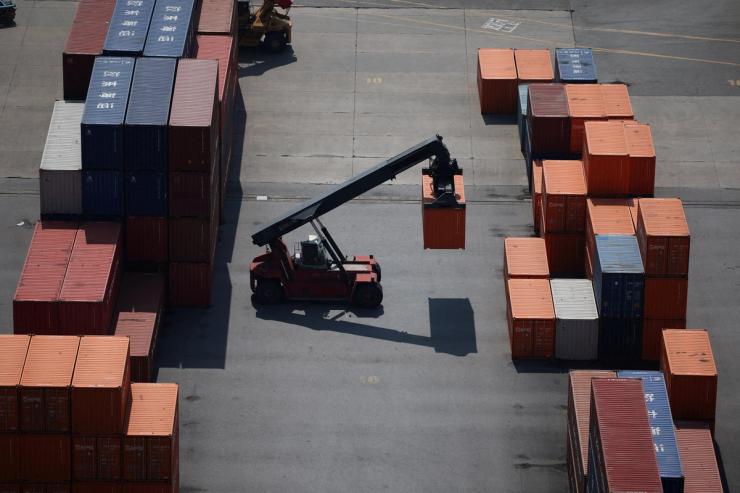 Shipping containers are seen at Pyeongtaek port in Pyeongtaek, South Korea.