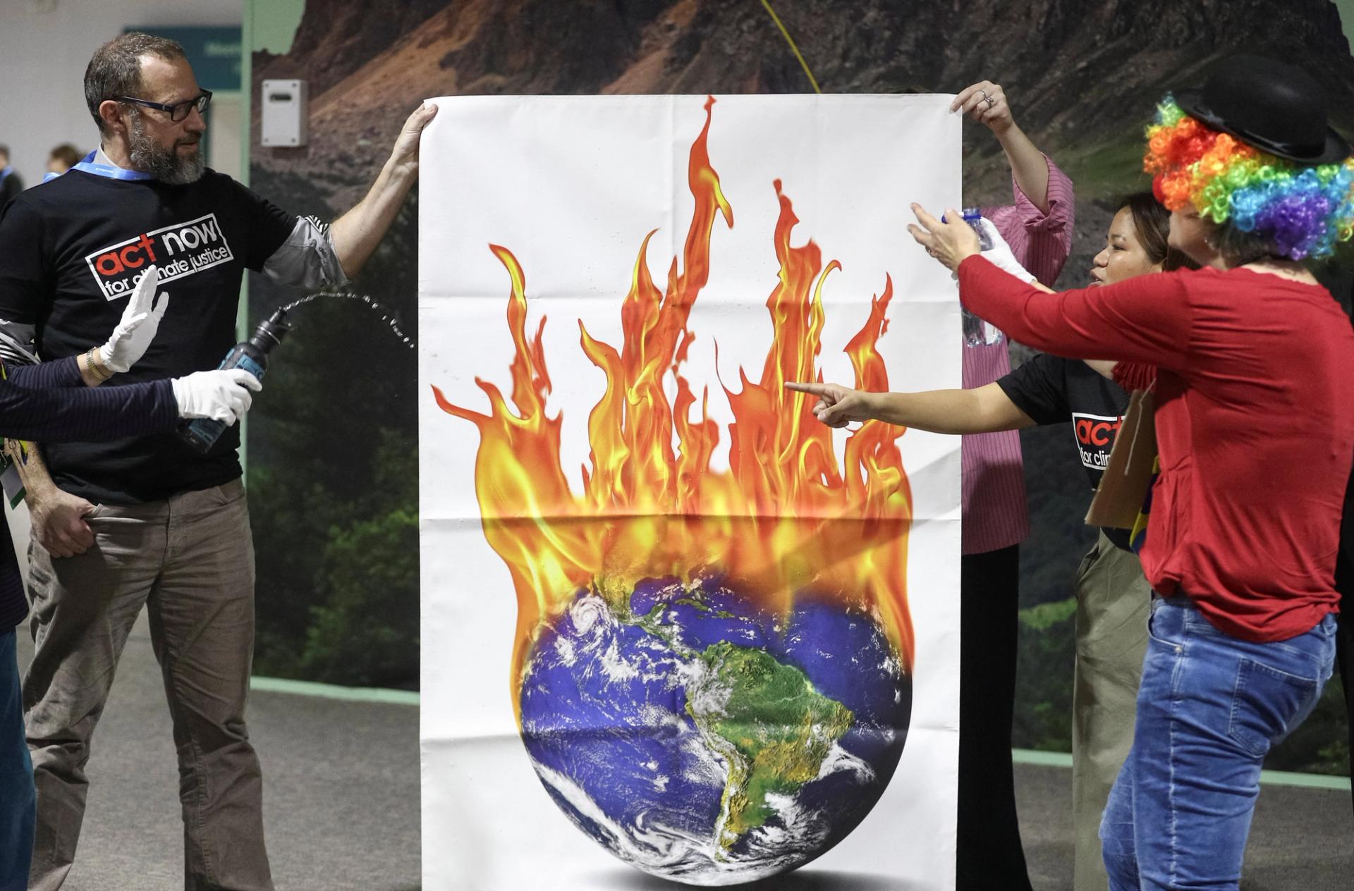 Environmental activists protest during the COP29 United Nations climate change conference, in Baku, Azerbaijan