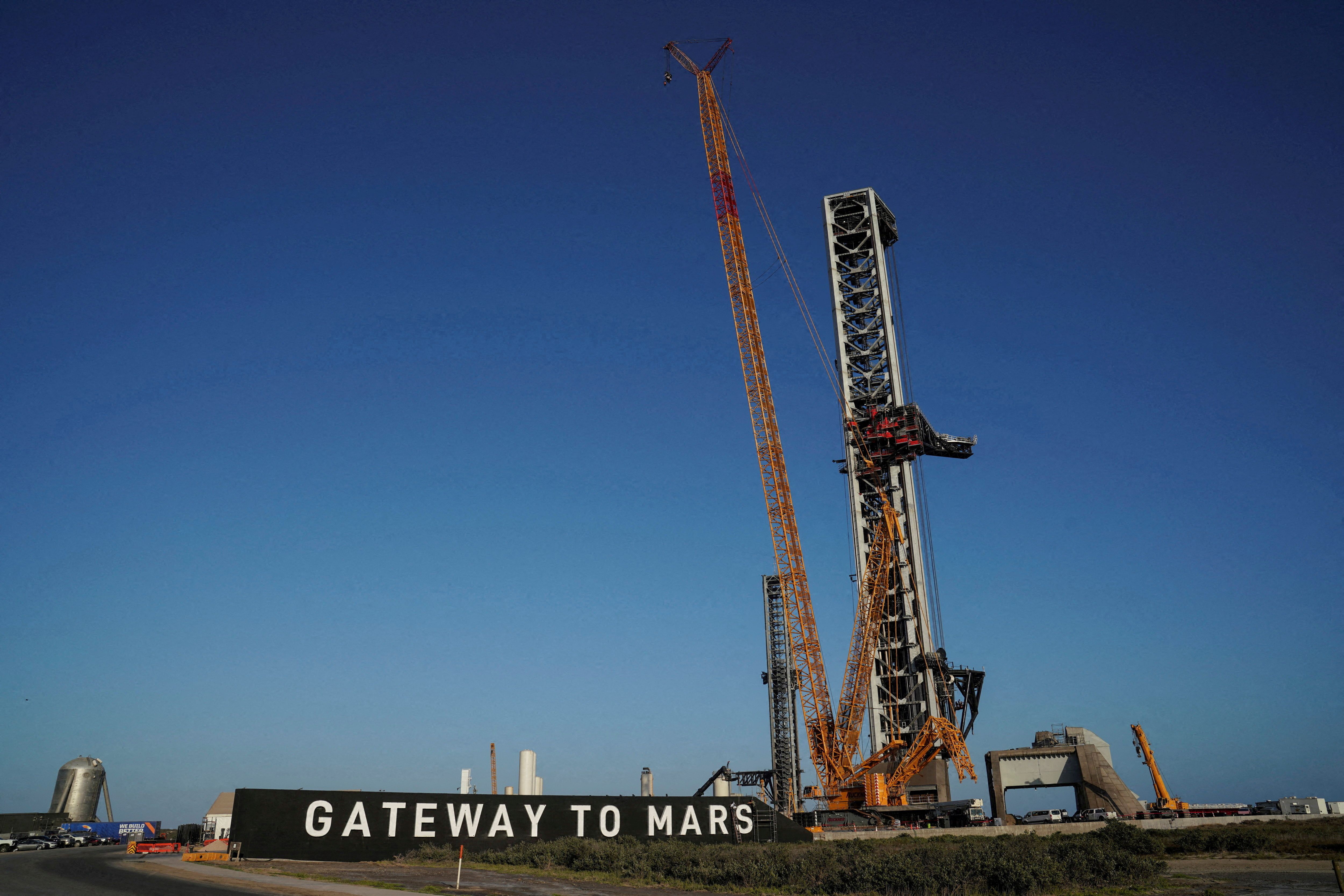 The Starship rocket launchpad.