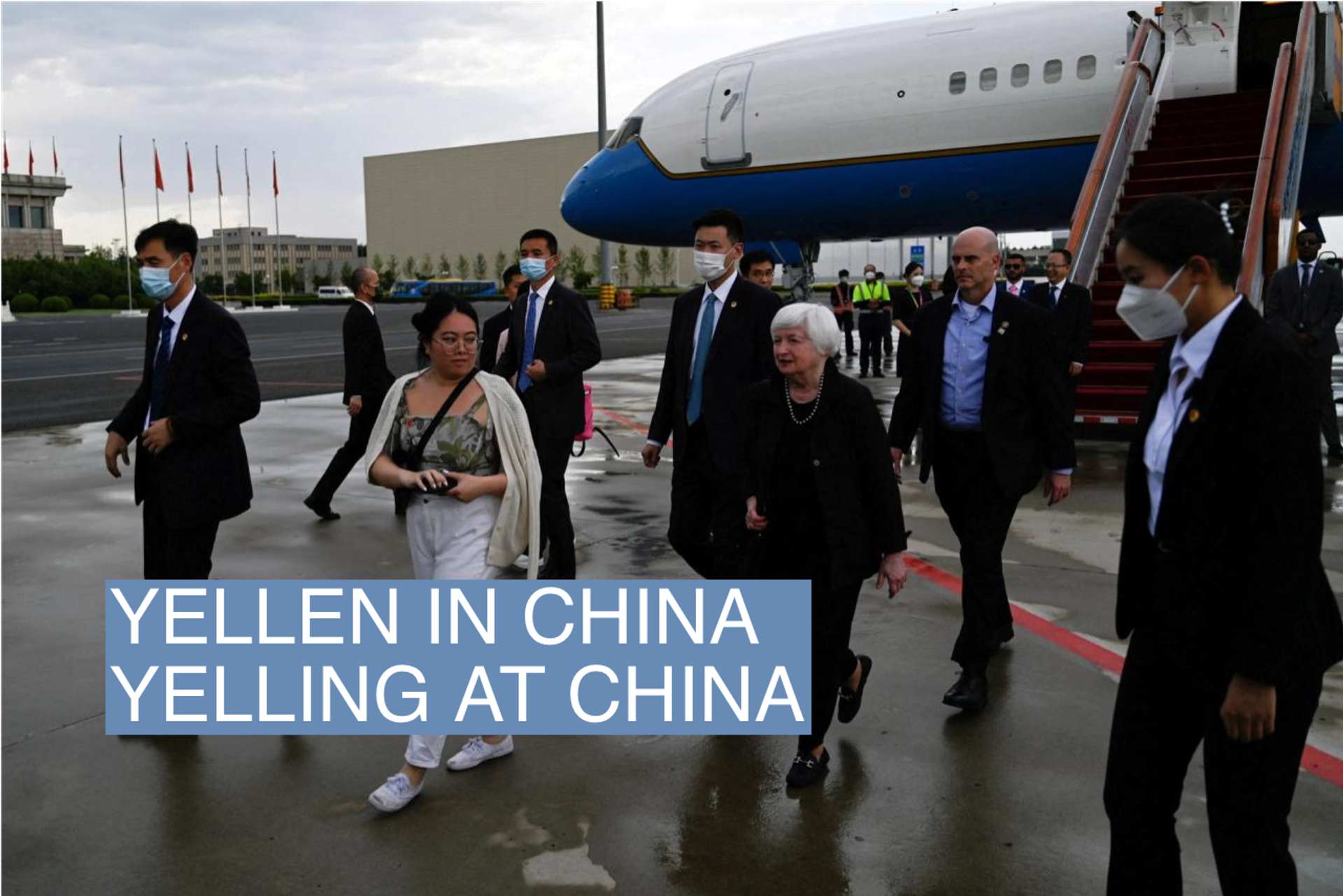 U.S. Treasury Secretary Janet Yellen arrives at Beijing Capital International Airport in Beijing, China on July 6, 2023. Pedro Pardo/Pool via REUTERS/File Photo