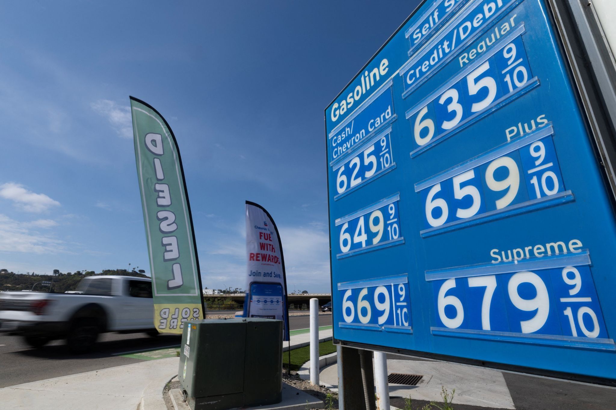 A chart showing $6 gas in California. 