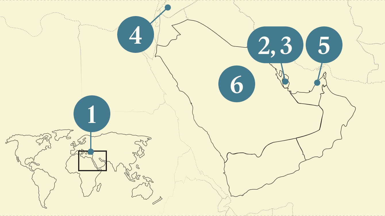 A numbered map of the world.