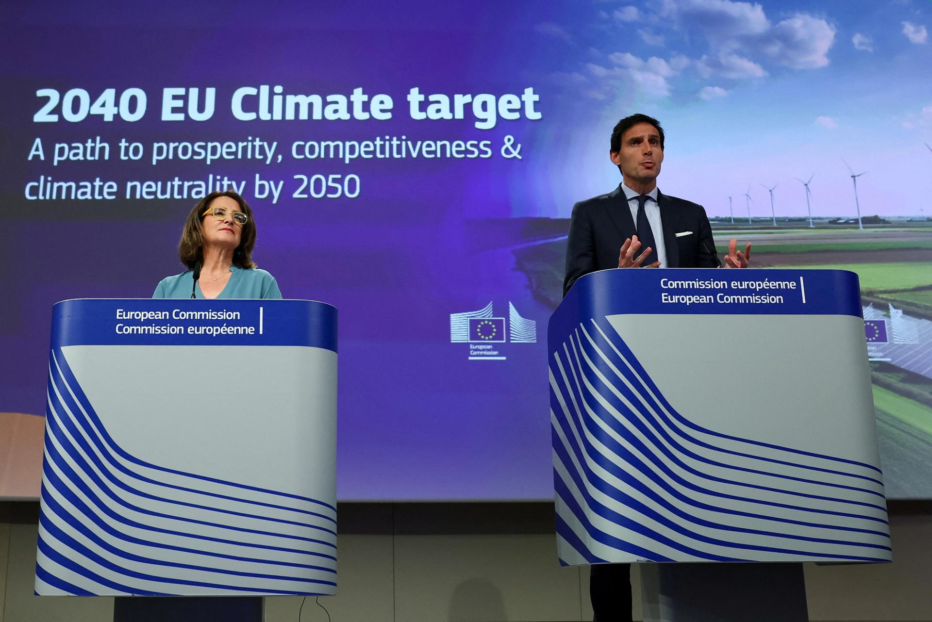 European Commission Executive Vice-President for Clean, Just and Competitive Transition Teresa Ribera and European Commissioner for Climate, Net Zero and Clean Growth Wopke Hoekstra.