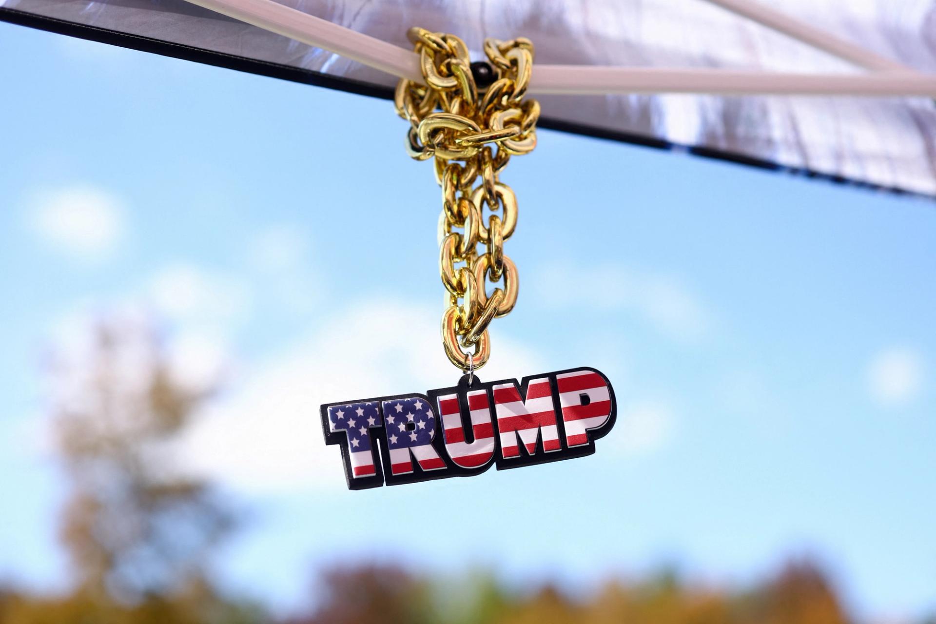 A key chain labelled ‘Trump,’ photographed during campaign trail.