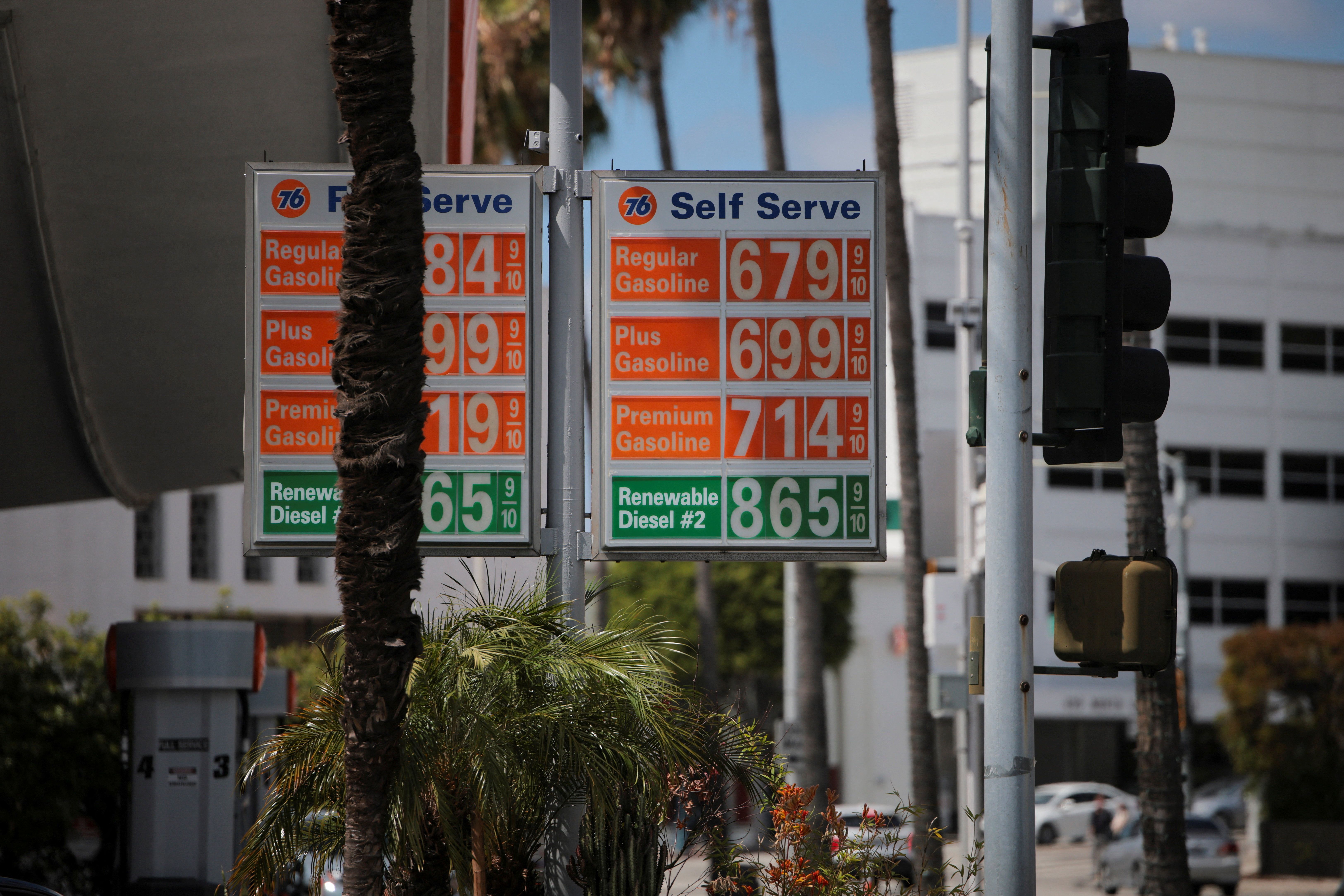 Prices for gasoline in Los Angeles