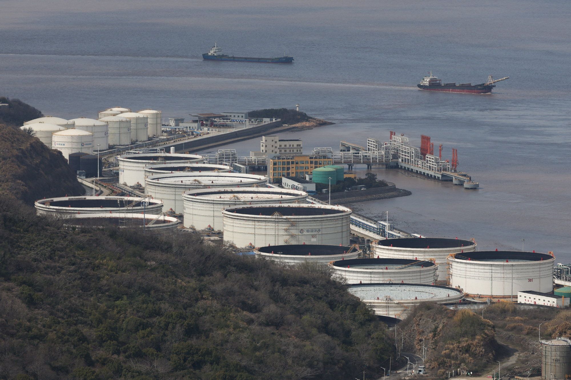Oil storage tanks in Ningbo.
