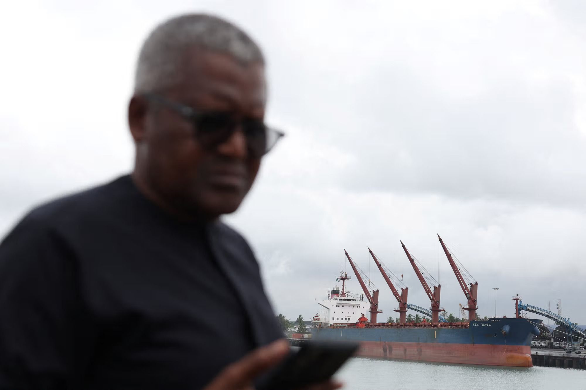 Aliko Dangote at the refinery. 