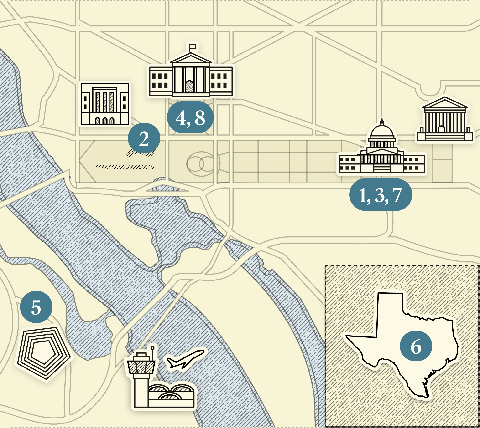 A numbered map of DC.