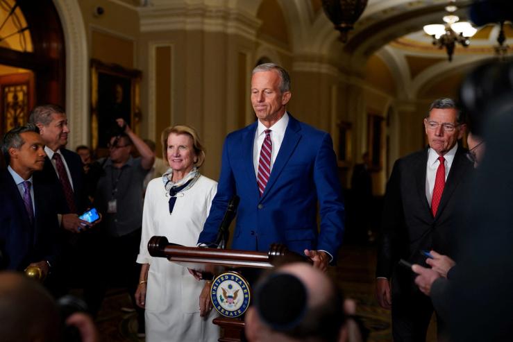 Senate Republican leaders hold a press conference.