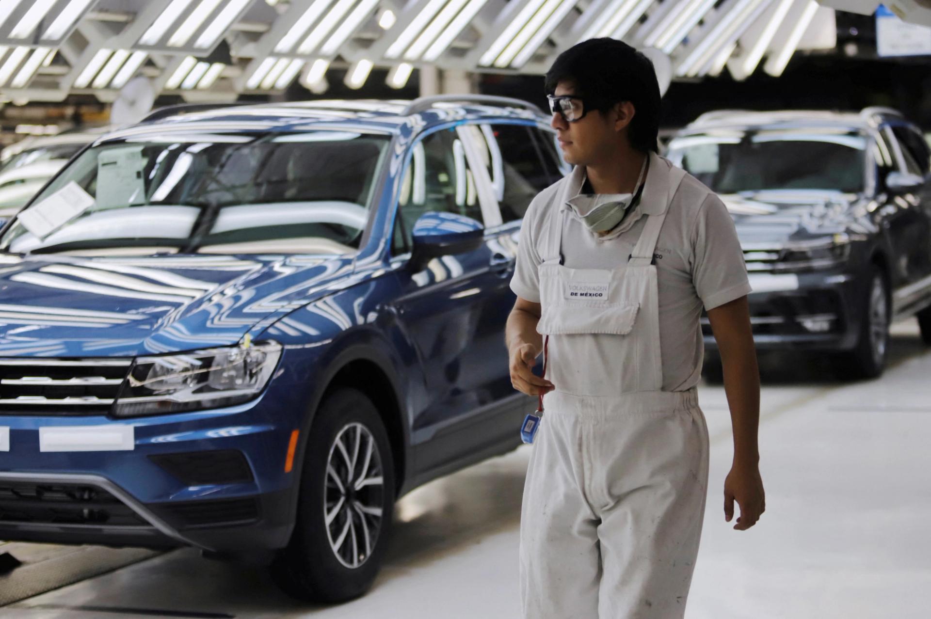 Volkswagen Tiguan cars on a production line at the company’s assembly plant in Mexico