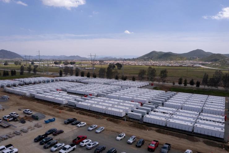 A drone view shows California’s largest battery storage facility.