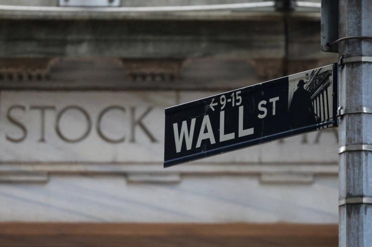 A view shows the New York Stock Exchange (NYSE) Wall Street entrance in New York City.