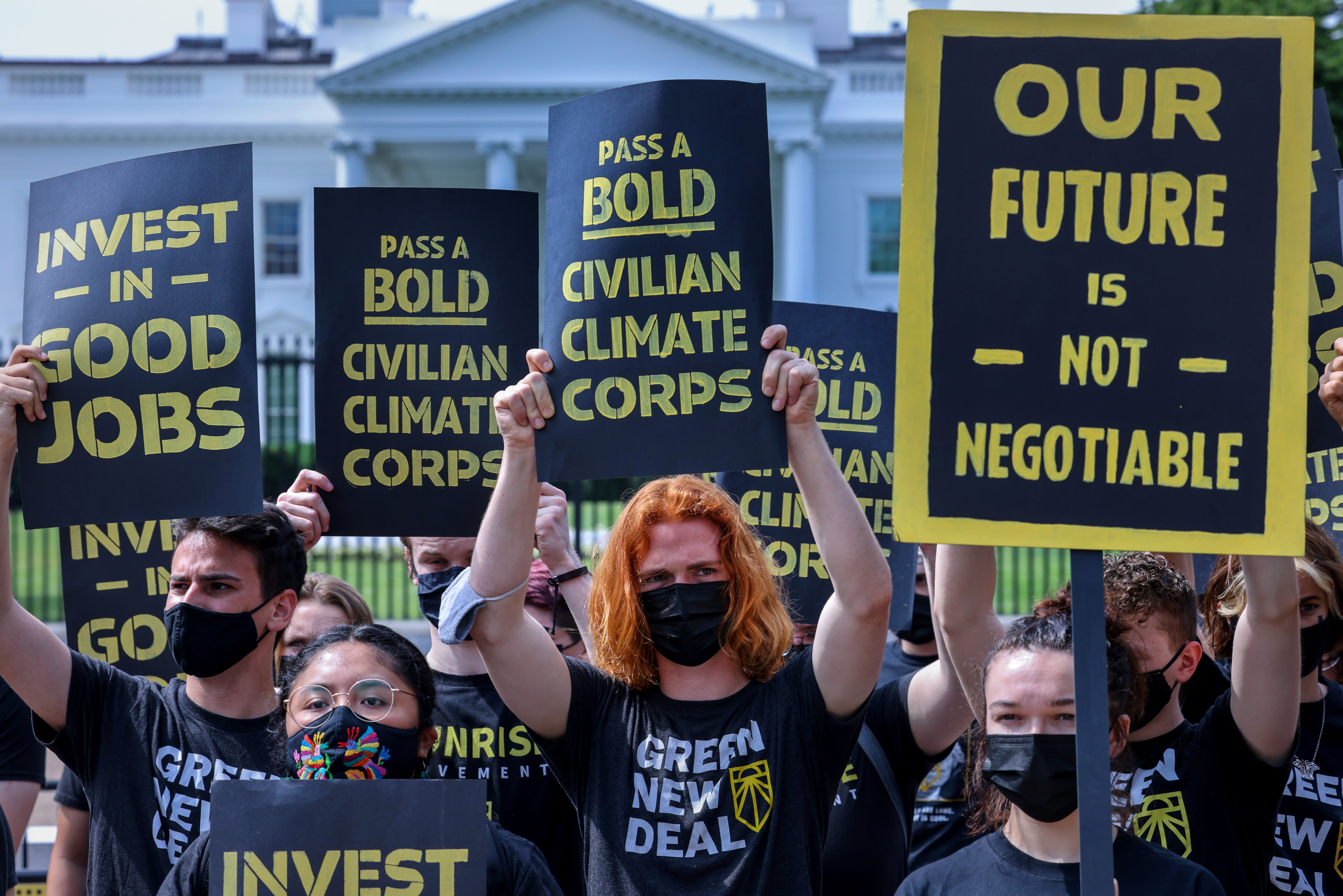 The Sunrise Movement holds a protest outside the White House