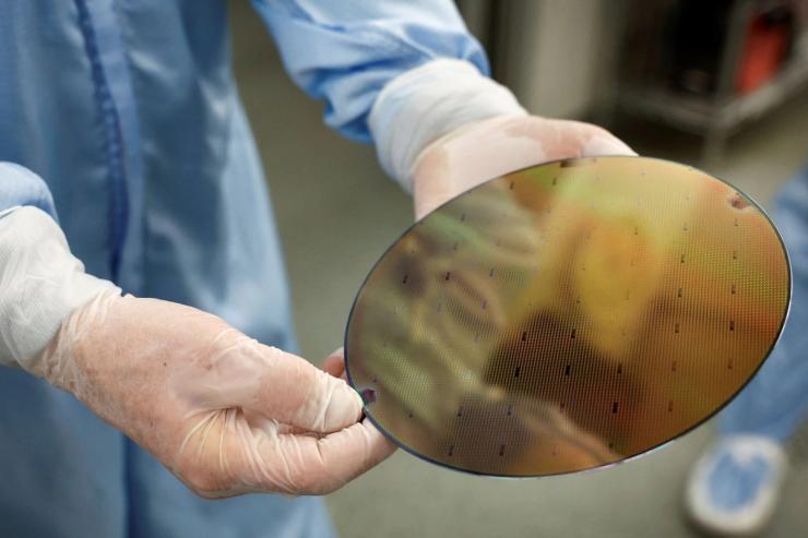 A silicon wafer.