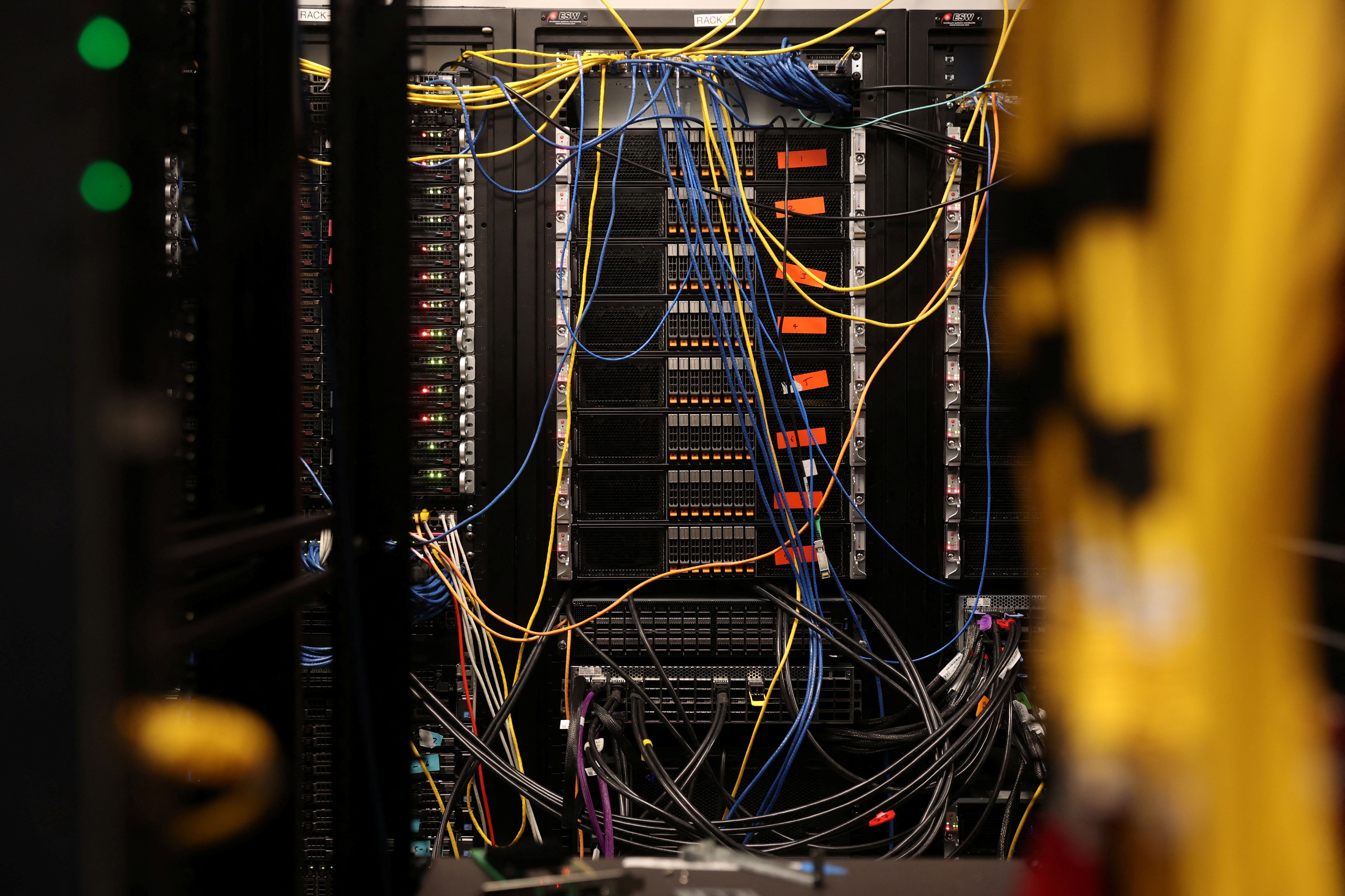 The inside of a data center.