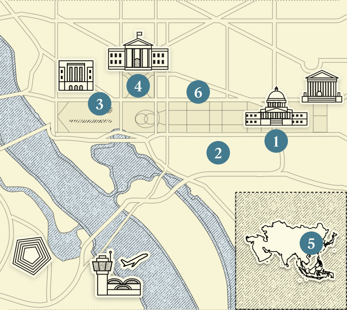 A numbered map of the world.