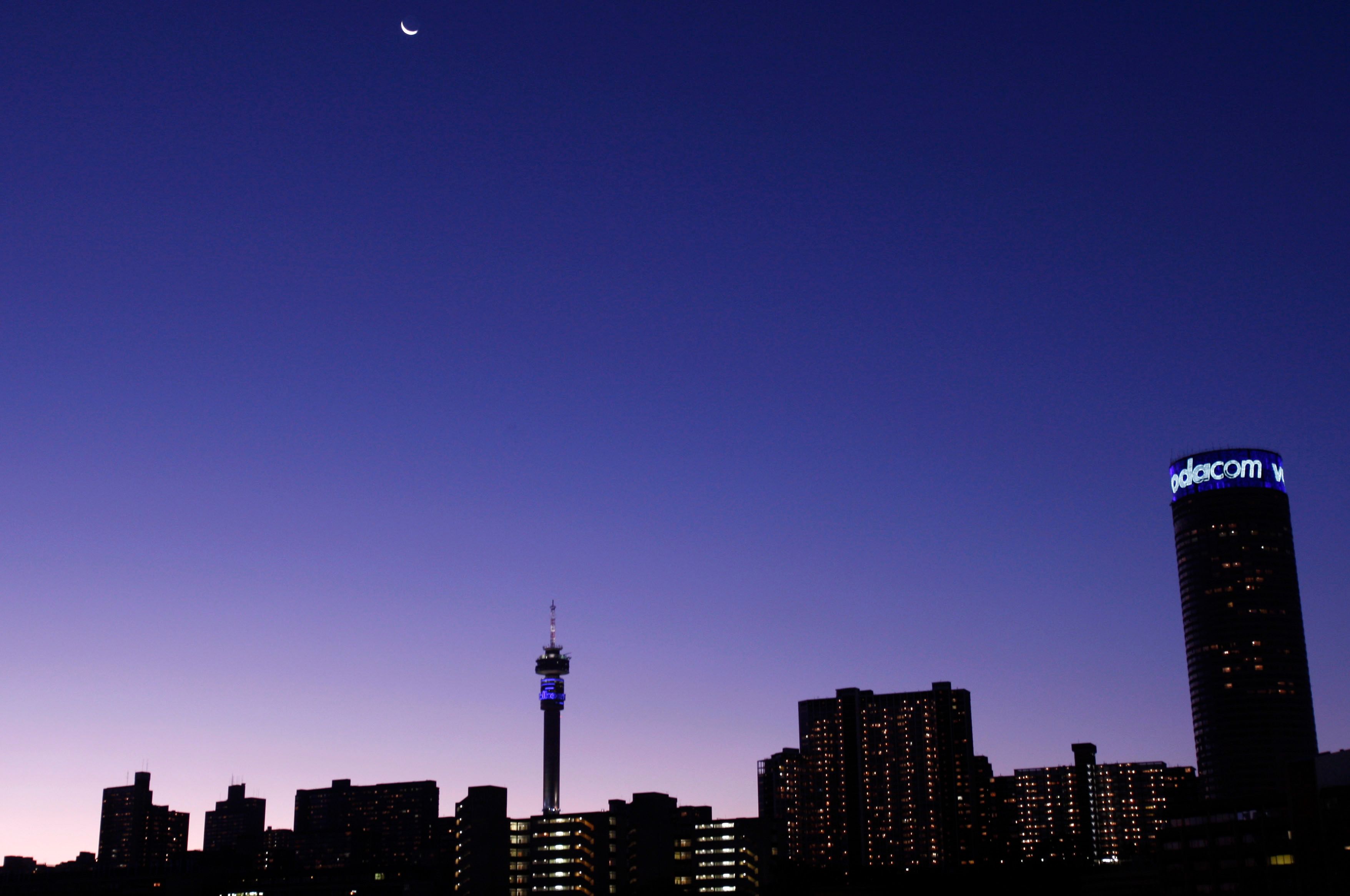 Johannesburg skyline at night.