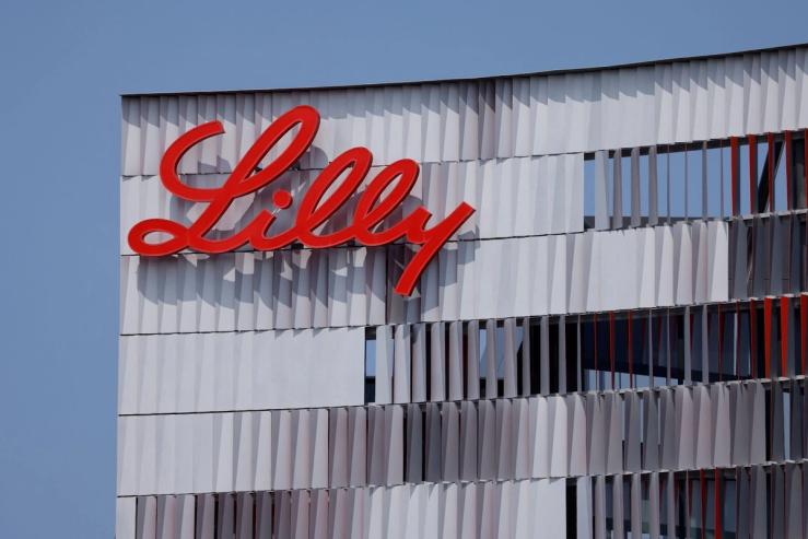Eli Lilly logo on corporate office.
