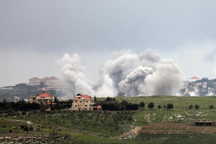 Smoke rises after an Israeli strike on southern Lebanon.