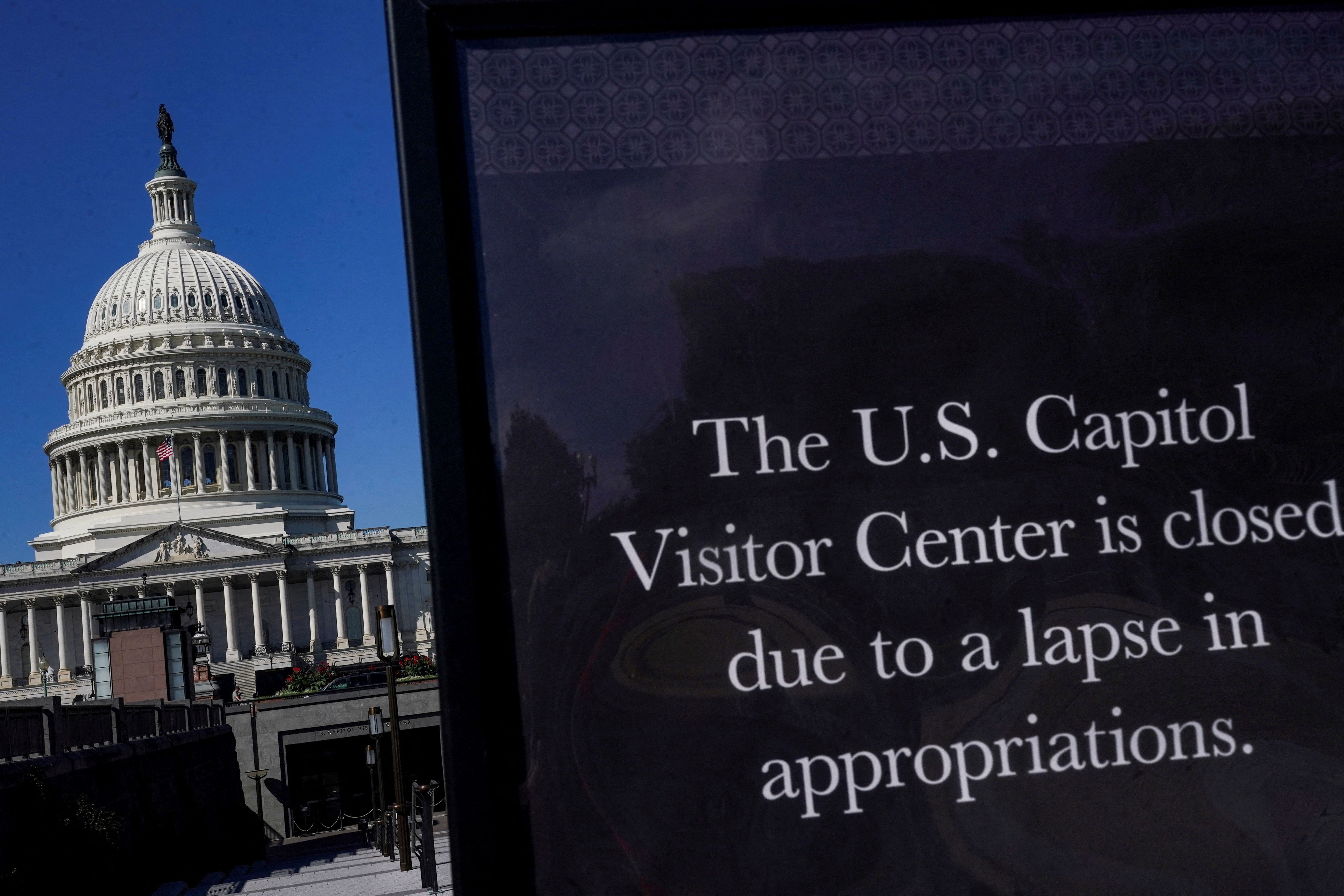 A sign warning that the U.S. Capitol Visitor Center is closed