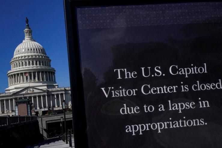 A sign warning that the U.S. Capitol Visitor Center is closed