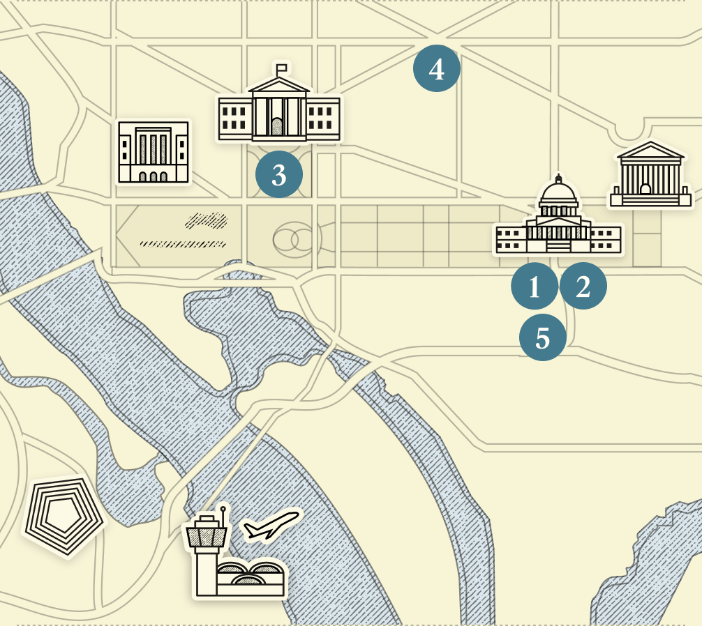 A numbered map of DC.