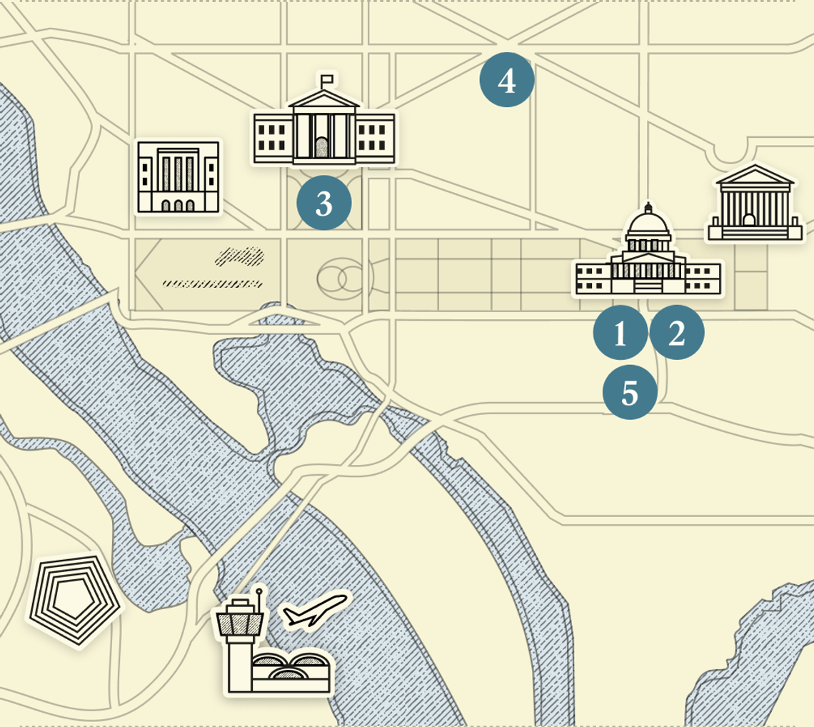 A numbered map of DC.