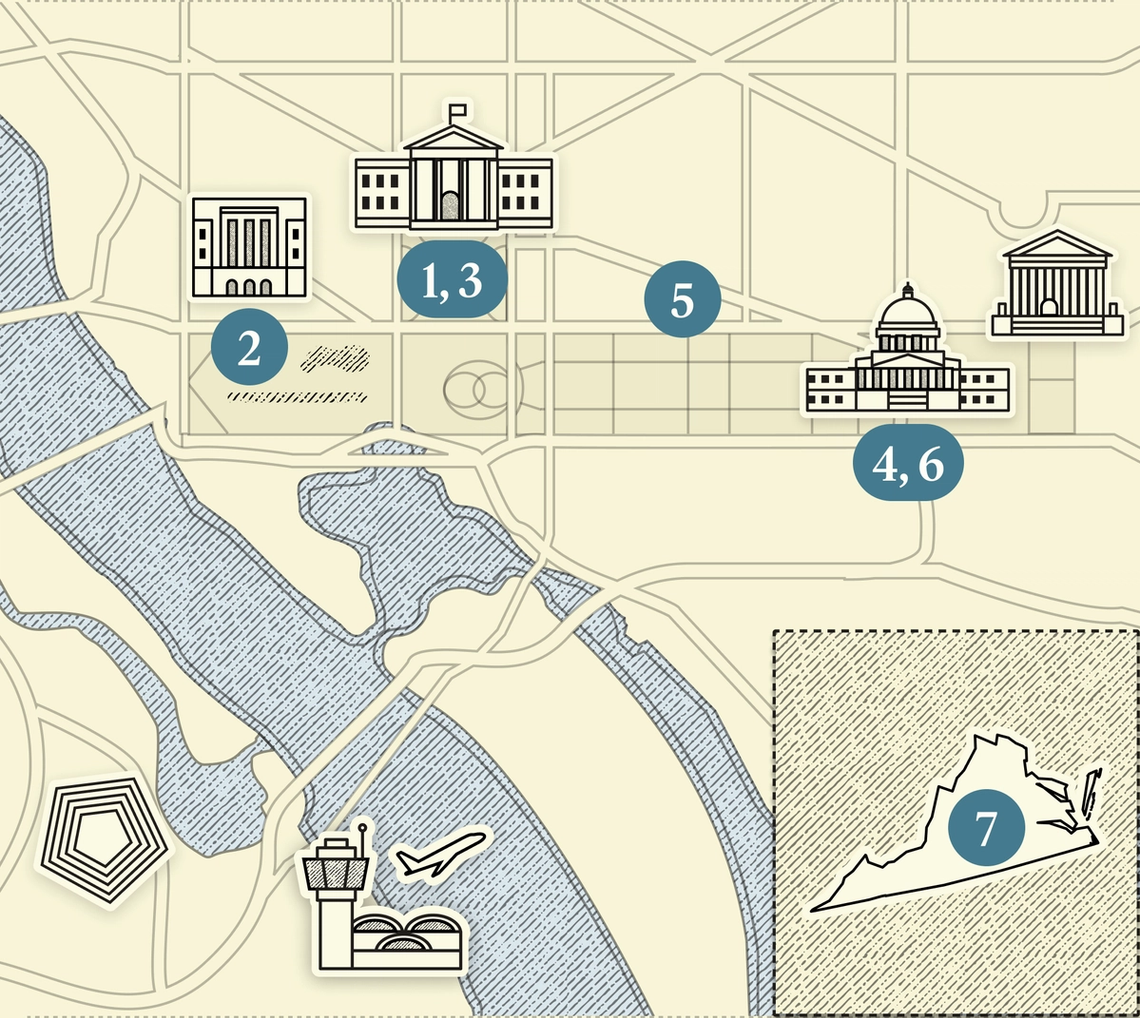 A numbered map of DC.